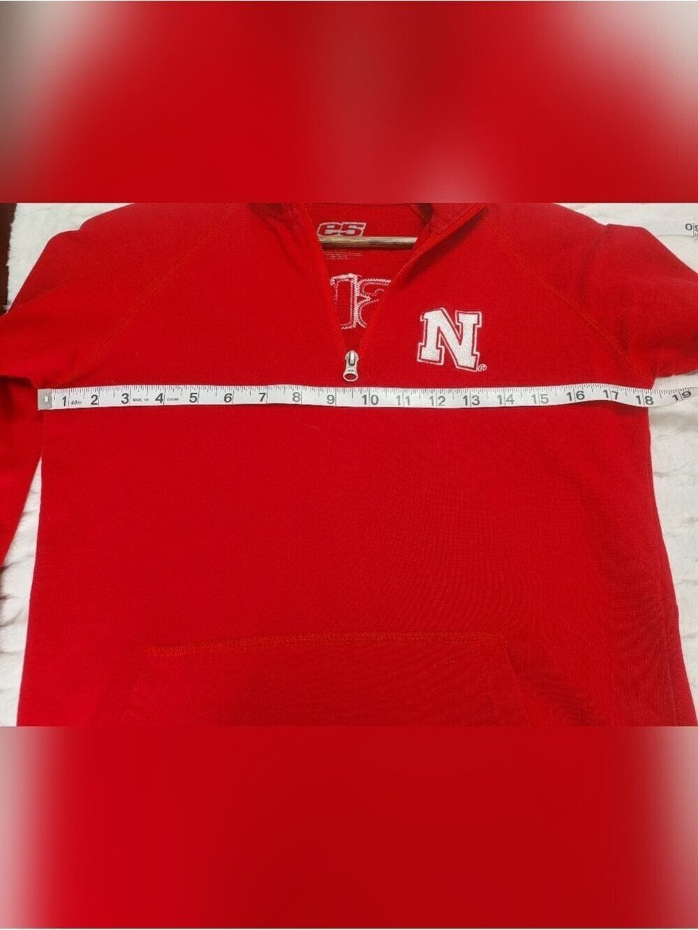 Vintage E5 University of Nebraska Crimson Red Quarter-Zip Pullover Hoodie M - Picture 4 of 5